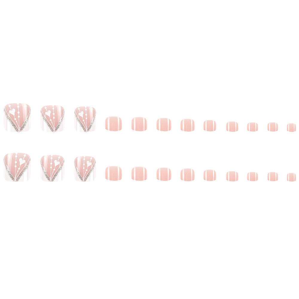Atmosfera suave transfronteriza parche de uñas de pie polvo desnudo estilo dulce para usar uñas de pie amor blanco adornos de uñas de pie