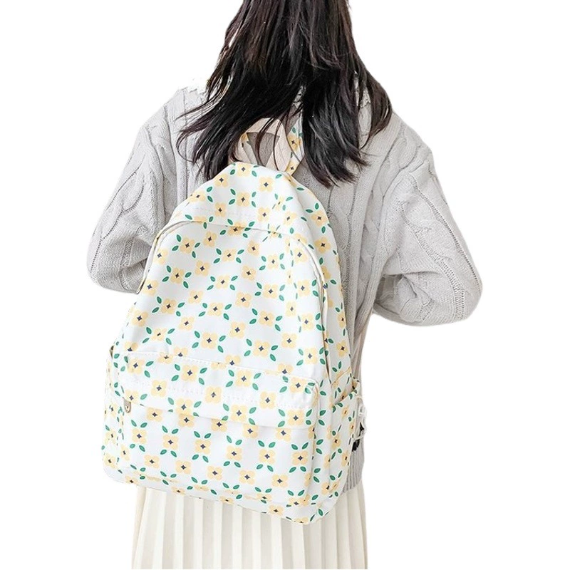 Текстурированный и стильный рюкзак с узором «тюльпан», свежий и простой рюкзак для кампуса, повседневный рюкзак, модный и легкий.