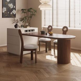 Medieval Style Slate Island Table and Dining Table Integrated Home Retractable Walnut Color Restaurant All Solid Wood Multi-Functional Inverted Table
