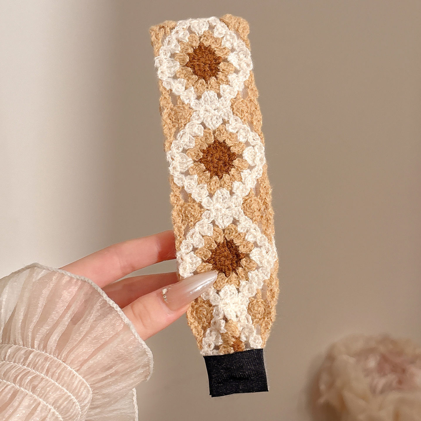 Retro bordado de punto velcro cinta de cabello 2025 nuevo niño acabado de cabello artefacto dulce pegatinas de frange al por mayor