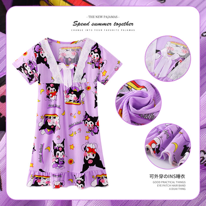 Pijama infantil princesa viento de verano nuevo chaleco de mangas cortas niñas pijama vestido de dibujos animados de verano