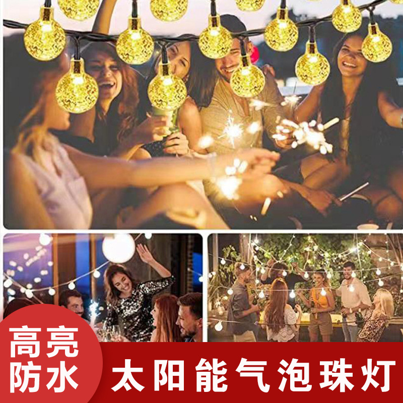 Especial transfronterizo para cadena de luz solar, luz de color de día de Navidad, luz led, bola de burbujas, luz de decoración de campamento al aire libre al por mayor