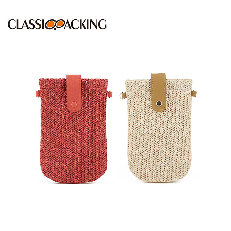 Venta al por mayor de fábrica de pppgrass tejido bolso portátil teléfono móvil llave de la bolsa de la tarjeta de cambio diagonal bolso pequeño estudiante mujer