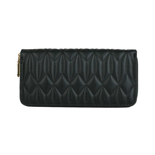 New  women's wallet indented mid-length clutch bag European and American fashion solid color PU coin mobile phone bag