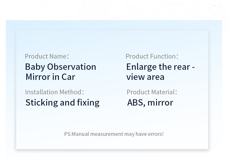 Multifunctional Car-Mounted Baby Observation Mirror, Rearview Auxiliary Mirror, High-Definition Wide-Angle Safety Seat Reflector, In-Car Blind Spot Mirror