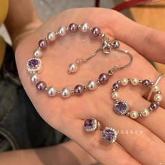 睡觉免摘方形耳钉戒指女小众设计手链女款2025新款耳环高级感轻奢