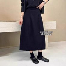 半身裙女2025秋季新款灰色绵羊毛半裙高腰伞裙轻奢裙子女