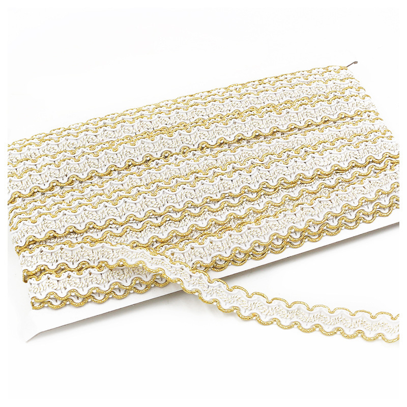 Nuevo 1,5 cm oro seda bilateral S en forma de onda accesorios de encaje ropa cortina decoración textil hogar Accesorios