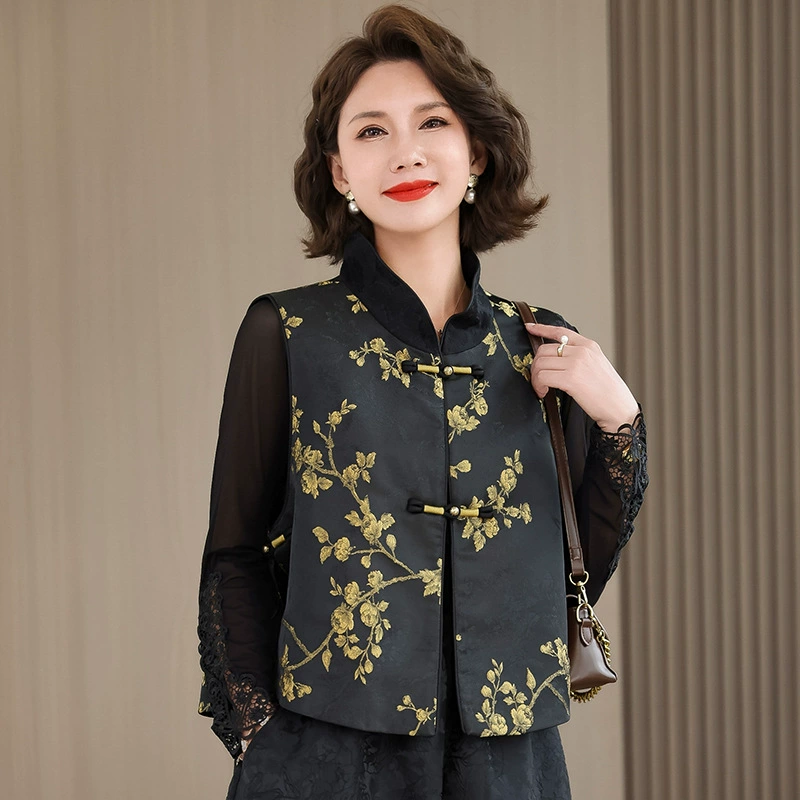Реальная стрельба новый китайский стиль ретро вышитый жилет