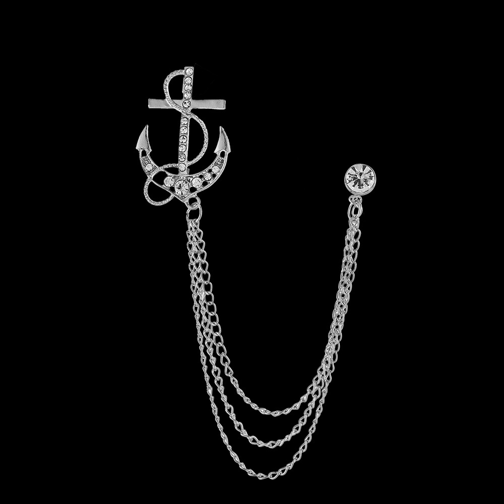 Moda corona alas diamante borla hombres traje broche simple todo partido traje vestido abrigo ramillete accesorios