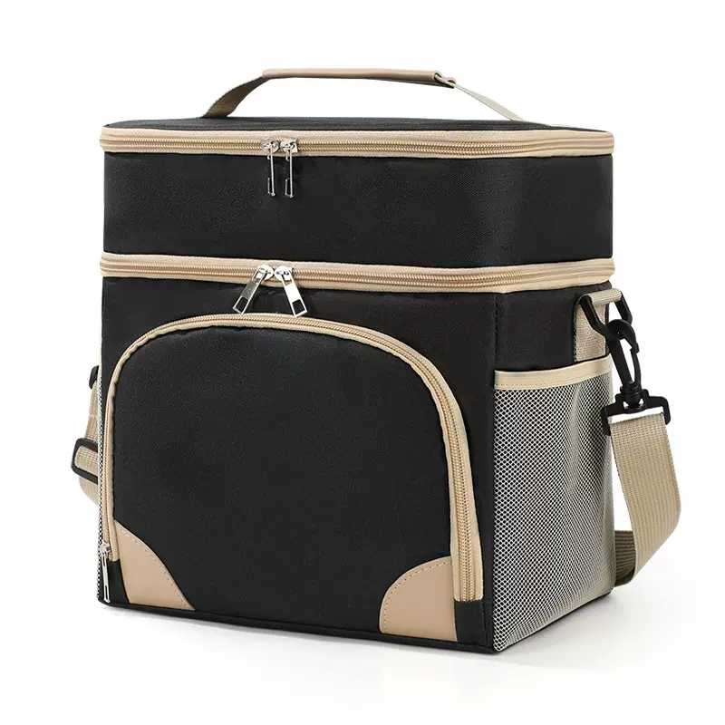 跨境双层午餐包单肩可斜跨冰包上班族通勤餐包户外野餐包保温包