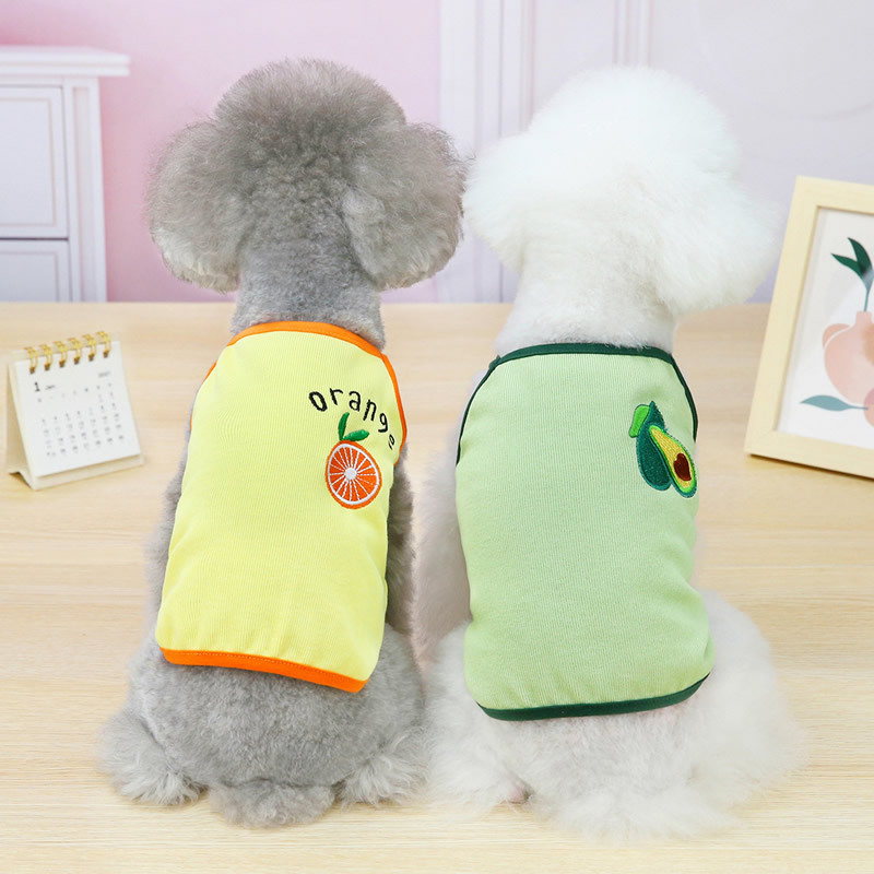 寵物狗狗衣服夏季薄款背心吊帶春夏裝寵物服飾21短板水果繡花吊帶