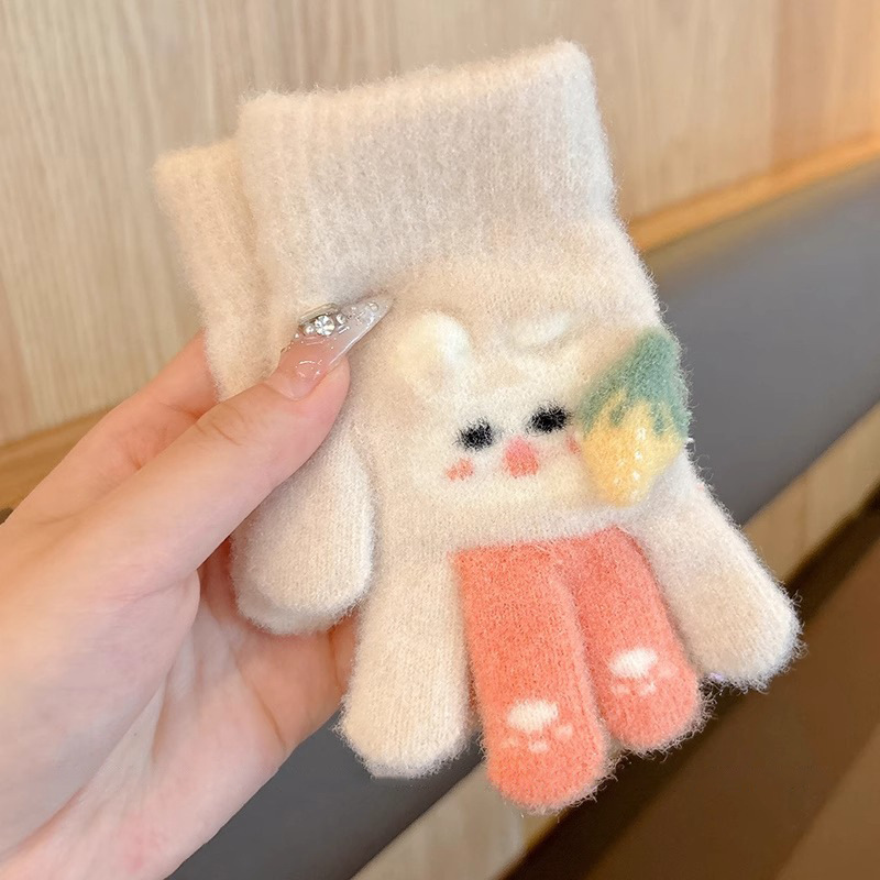 Niños guantes de punto dedos niños niñas bebés guantes de calentamiento de cinco dedos niños invierno
