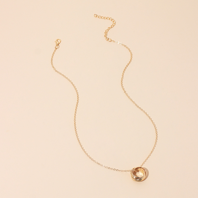 7g Weight Necklace Classification Wedding, Travel Occasion Women'S Gender Gold, Silver Color Hip-hop Geometric Ring Pendent Necklace 6