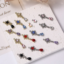 欧美跨境DIY饰品合金配件菱形镶钻水滴吊坠耳环项链手工材料批发