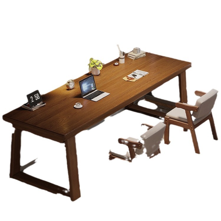 Escritorio de doble pierna de madera maciza, escritorio de computadora de aprendizaje para estudiantes en casa, escritorio largo, escritorio de trabajo, escritorio de dormitorio