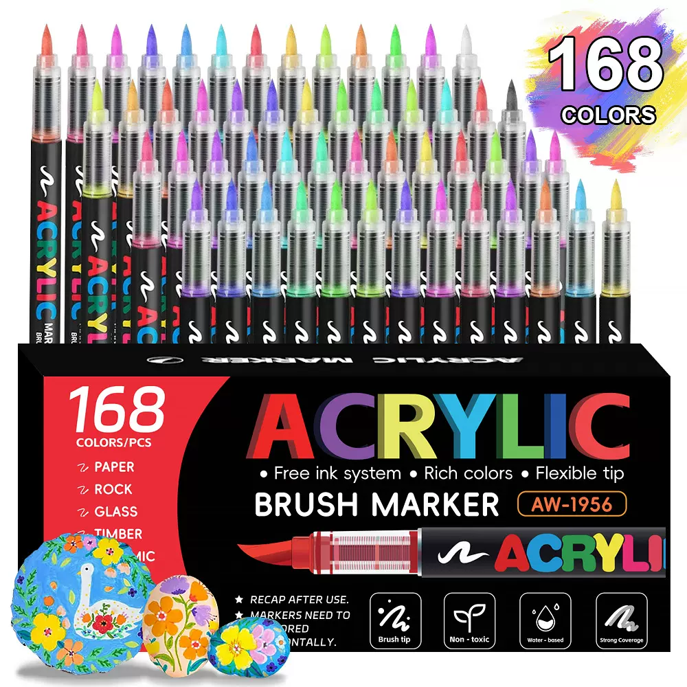 跨境168色丙烯马克笔幼儿园小学生涂鸦绘画彩笔DIY手绘水彩马克笔