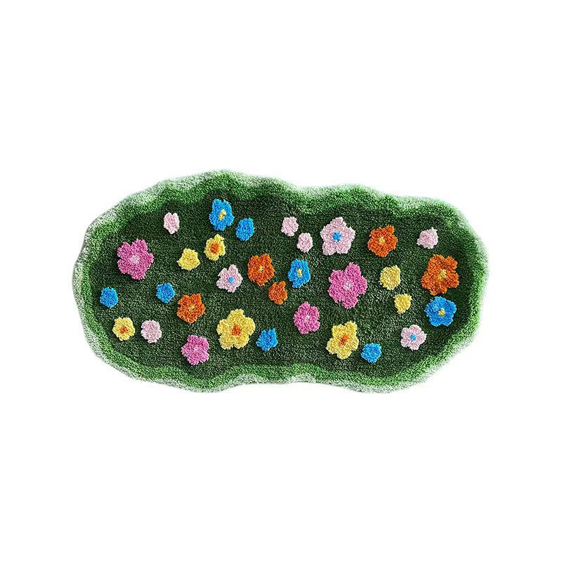 小さな新鮮な花柄植毛TPR底の手入れが簡単なブランケットインスタイルのホームベッドルームソフトで快適な滑り止めベッドサイドブランケット|undefined