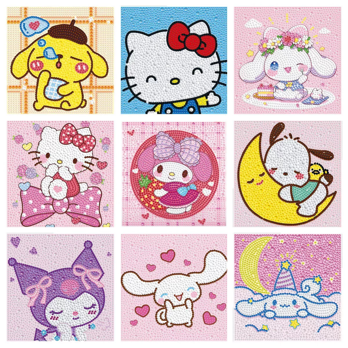 新款钻石画库洛米创意儿童手工diy带框满钻粘贴卡通益智玩具批发