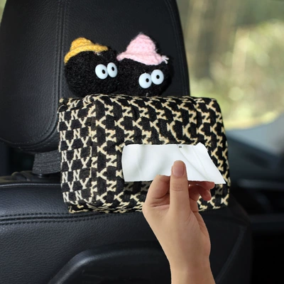 Car tissue box/set Box Cartoon Cute Car Tissue - yellow-pink-elf-high-end-tissue-bag