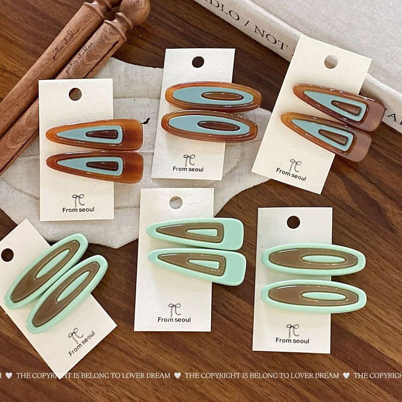 韓国の新しいミントグリーンコーヒー色酢酸カモノハシクリップ子供用ヘアクリップ甘くてかわいいフレンチ前髪クリップヘアアクセサリー|undefined