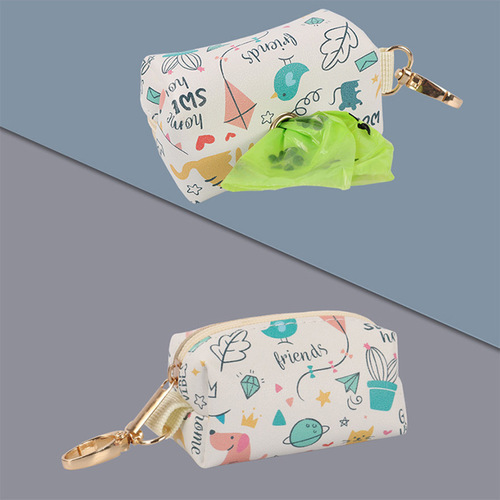 Pet garbage bag dispenser zipper leather bag dog poop bag storage box storage bag dog poop bag bag