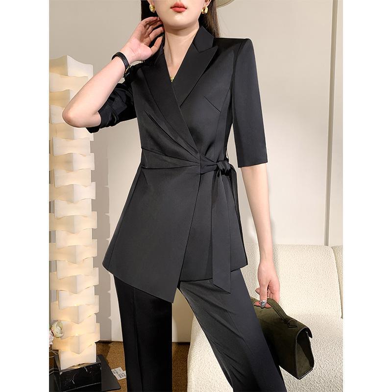 Summer Small Suit Jacket Women's Thin 2024 New Slim Fit High-End Black Professional Suit Suit