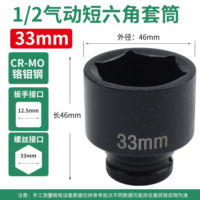1 / 2 pulgada pequeña cabeza de manga de cañón de aire 36mm engrosado llave eléctrica manguito corto hexagonal neumático 24 endurecido 21