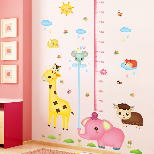 Children's Room Decor Giraffe Height Sticker for Kindergarten Wall Decoration Wall Decal Cartoon Sticker Self-Adhesive