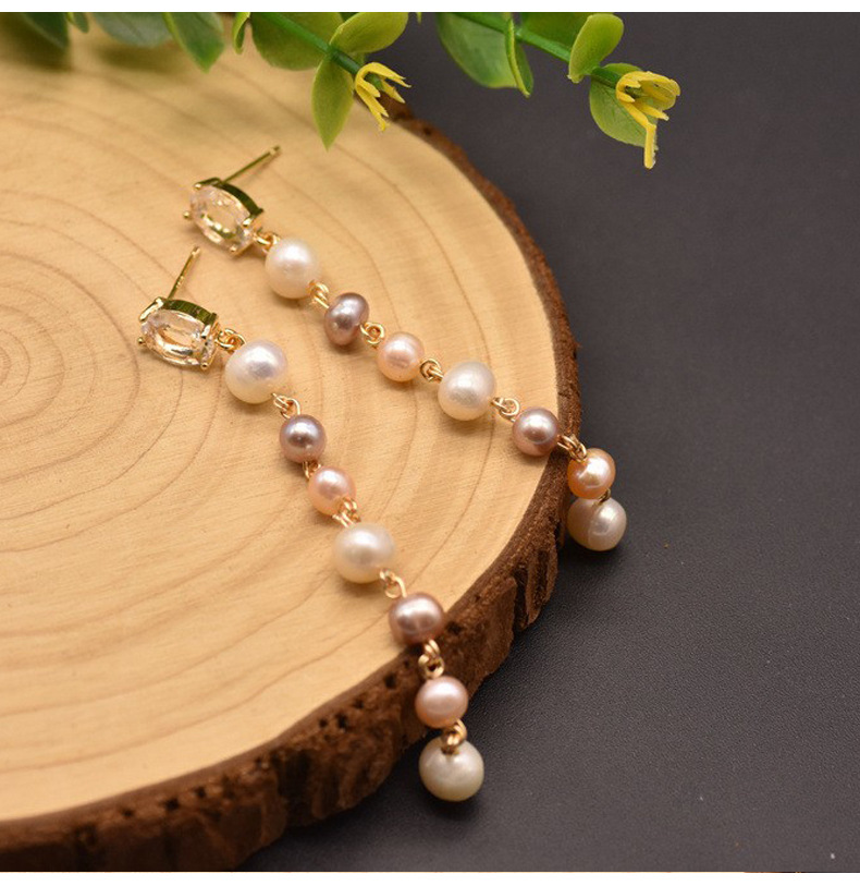 Pearl Material Simple Style Tassel Pearl Beaded Plating Drop Earrings 1 Pair