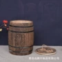 圆形收纳木质烧色木桶