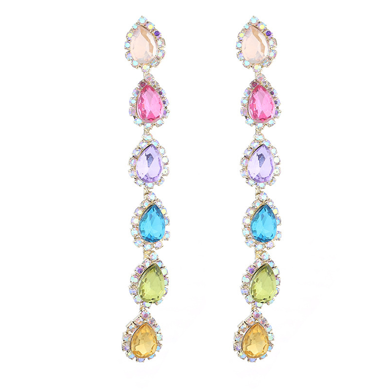 Long tassel teardrop earrings - mixed colors