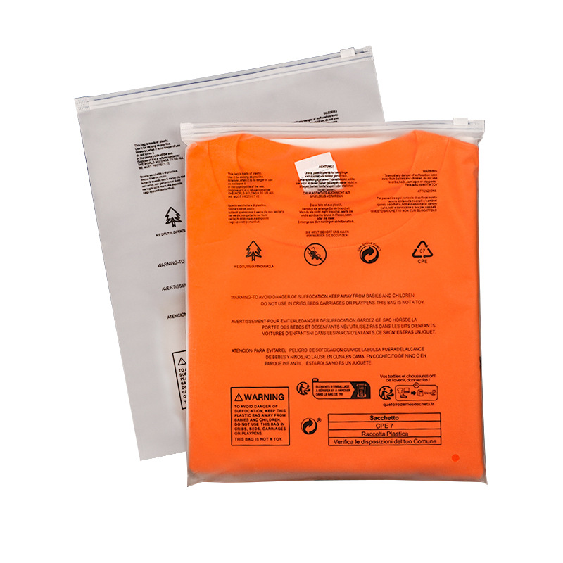 Temu bolsa de embalaje de advertencia estilo explosivo ropa de alta gama Amazon comercio exterior transfronterizo ropa esmerilada transparente bolsa con cremallera