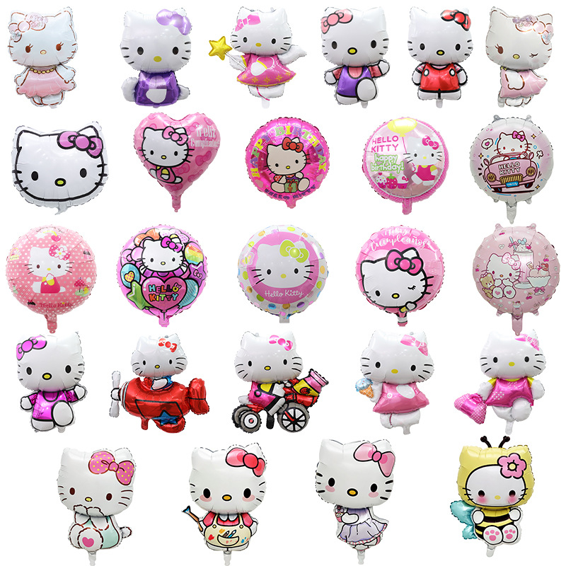 Dibujos animados Ángel gatito gato aluminio globo niña cumpleaños fiesta decoración 18 pulgadas KT gato forma globo