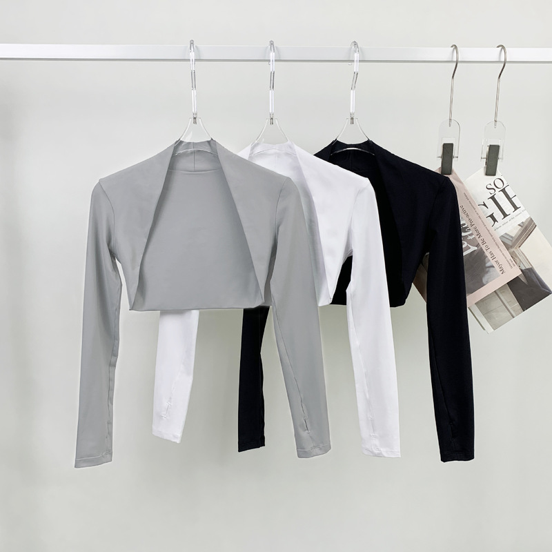 lulu shawl all-Match sports fitness yoga outdoor running quick-drying top cardigan coat long sleeve women's waistcoat thin