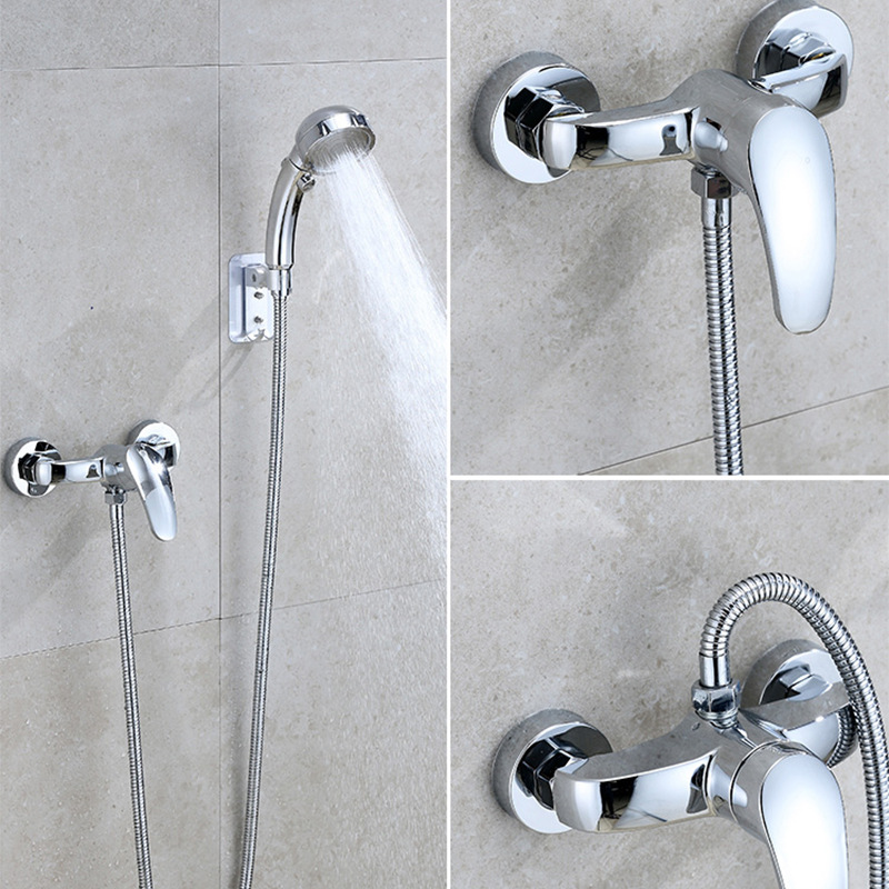 Válvula mezcladora de cobre Ingeniería de la escuela baño simple traje de baño grifo de la bañera del hogar a prueba de explosiones de dos juntas grifo de la ducha