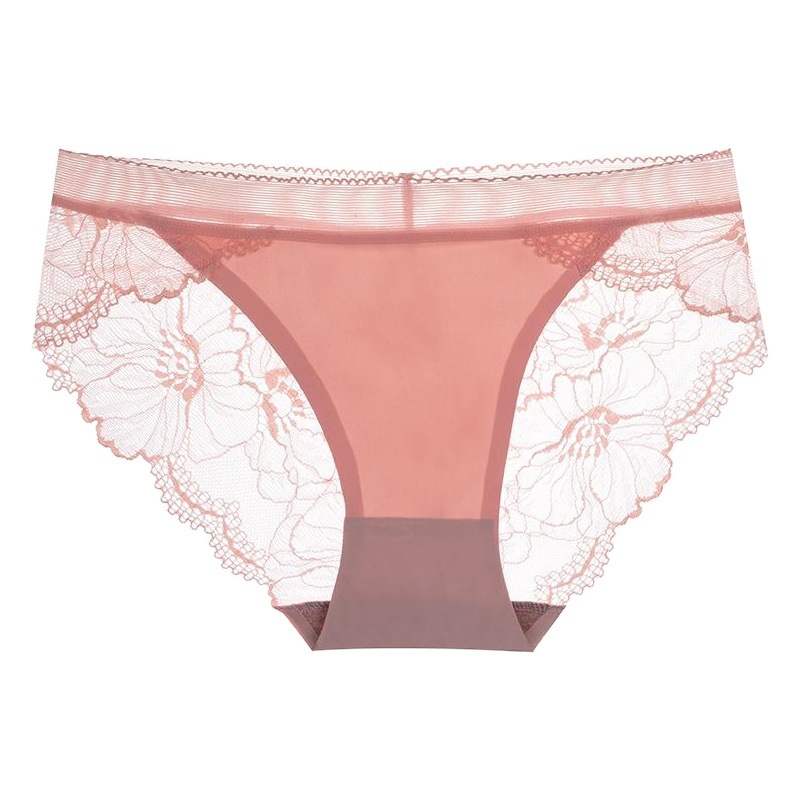 Nueva seda de hielo costura sin costuras encaje borde ropa interior de mujer hueco sexy transpirable algodón antibacteriano entrepierna ropa interior de mujer