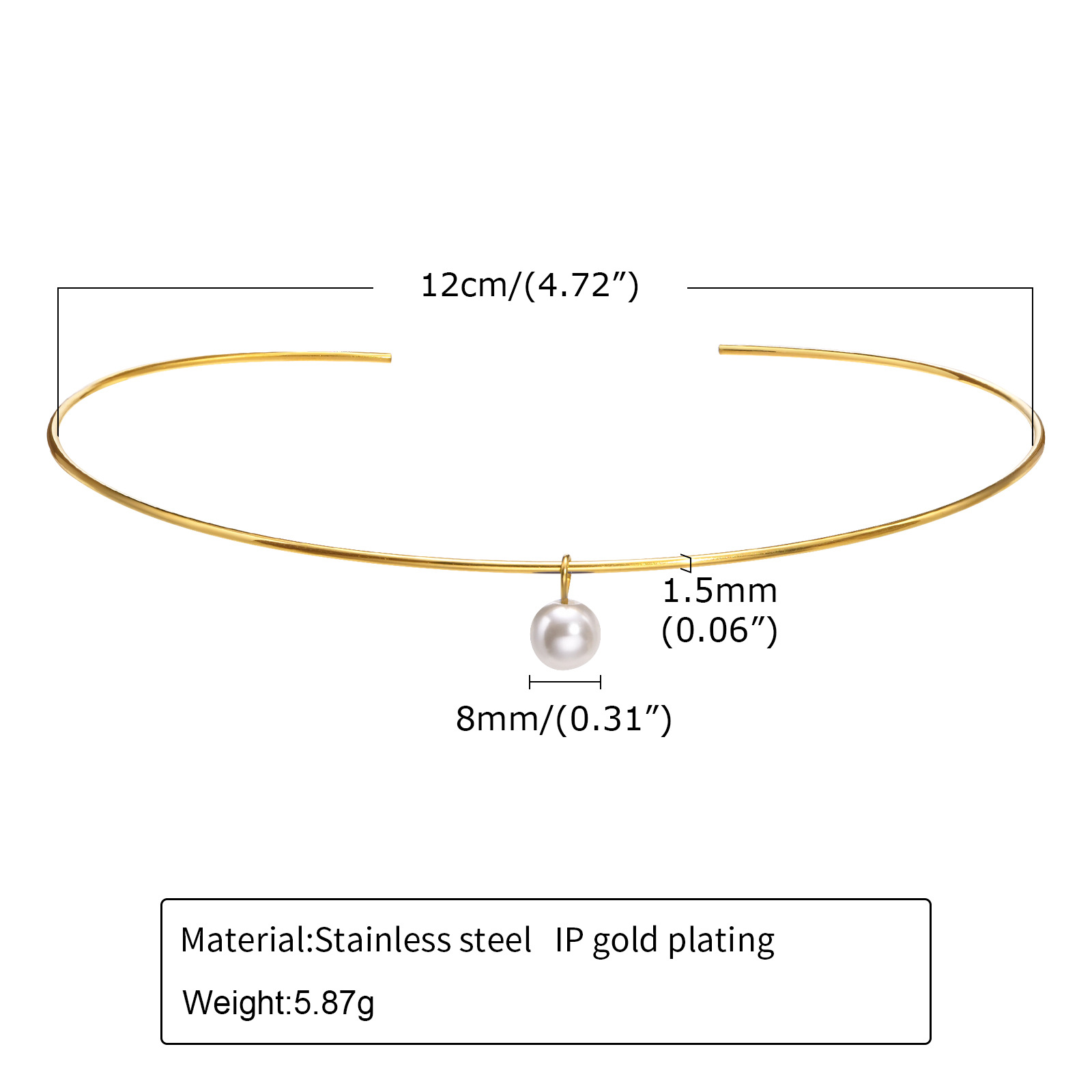 Fashion Solid Color Stainless Steel Polishing Plating Choker 1 Piece