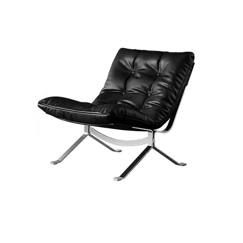 Ohm silla de relajación nórdica silla de diseño de viento silencioso importado terciopelo de cuero relleno de metal cómodo sofá individual