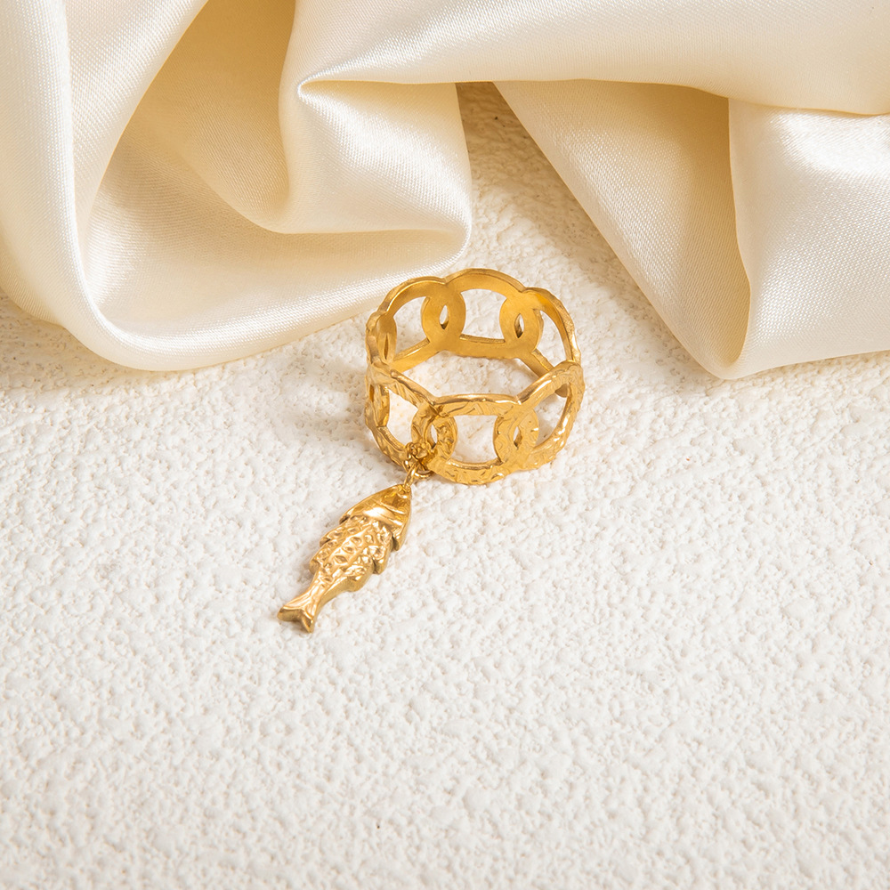 4g Weight Open Rings Classification Adjustable Ring Size 1 Piece Quantity Casual, Holiday Occasion 304 Stainless Steel Material Starfish, Shell, Fish Pattern Women's Gender Plating Design Marine Style Style Gold Color Marine Style Starfish Shell Fish 304 Stainless Steel Plating Women's Open Rings 7