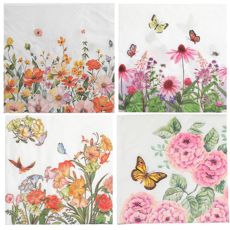 Printed Double Layer Pastoral Style Napkin Theme Celebration Party Floral Paper Towel Decorative Handkerchief Square Tissue Wholesale