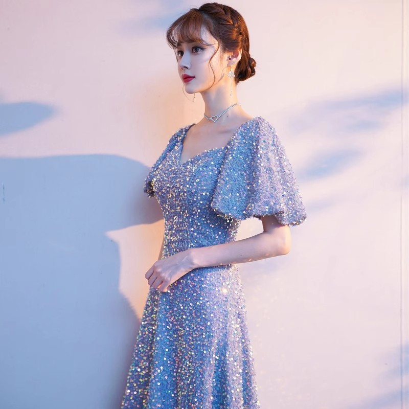 Evening dress women's spring light luxury niche high-end annual meeting host small engagement high-end toast dress bride