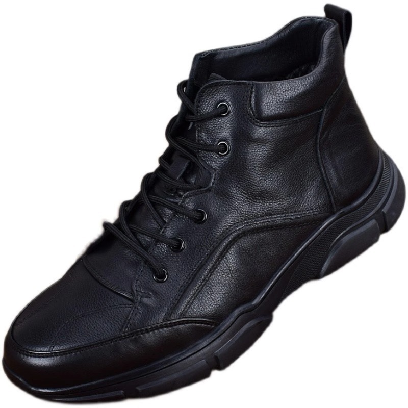 대외 무역 남성 신발 겨울 따뜻한 하이 탑 캐주얼 가죽 신발 남성 가죽 비즈니스 기모 두꺼운 마틴 부츠 남성면 신발