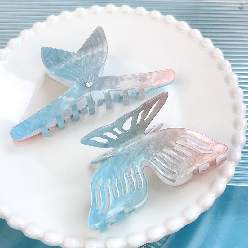 新款大尾巴鱼渐变醋酸抓夹小清新度假风海边鲨鱼夹马尾发夹发饰女|undefined