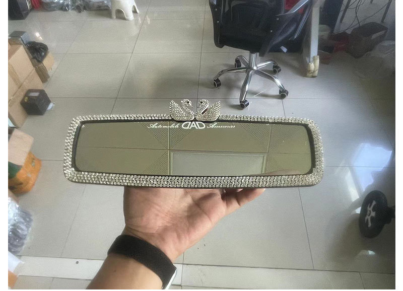New Diamond-Encrusted Swan Car Rearview Mirror Decoration Creative Car Interior Rearview Mirror Cover Decoration for Women