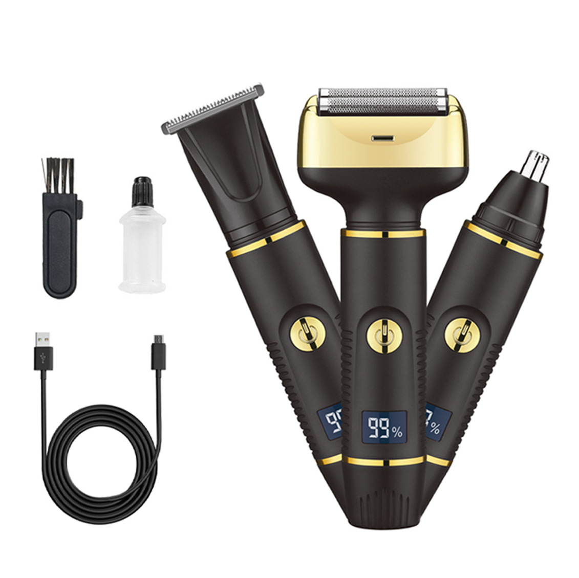 Cross-Border New Three-In-One Electric Shaver Men's Grooming Multi-Functional Hair Removal Instrument Set Type-C Charging Model