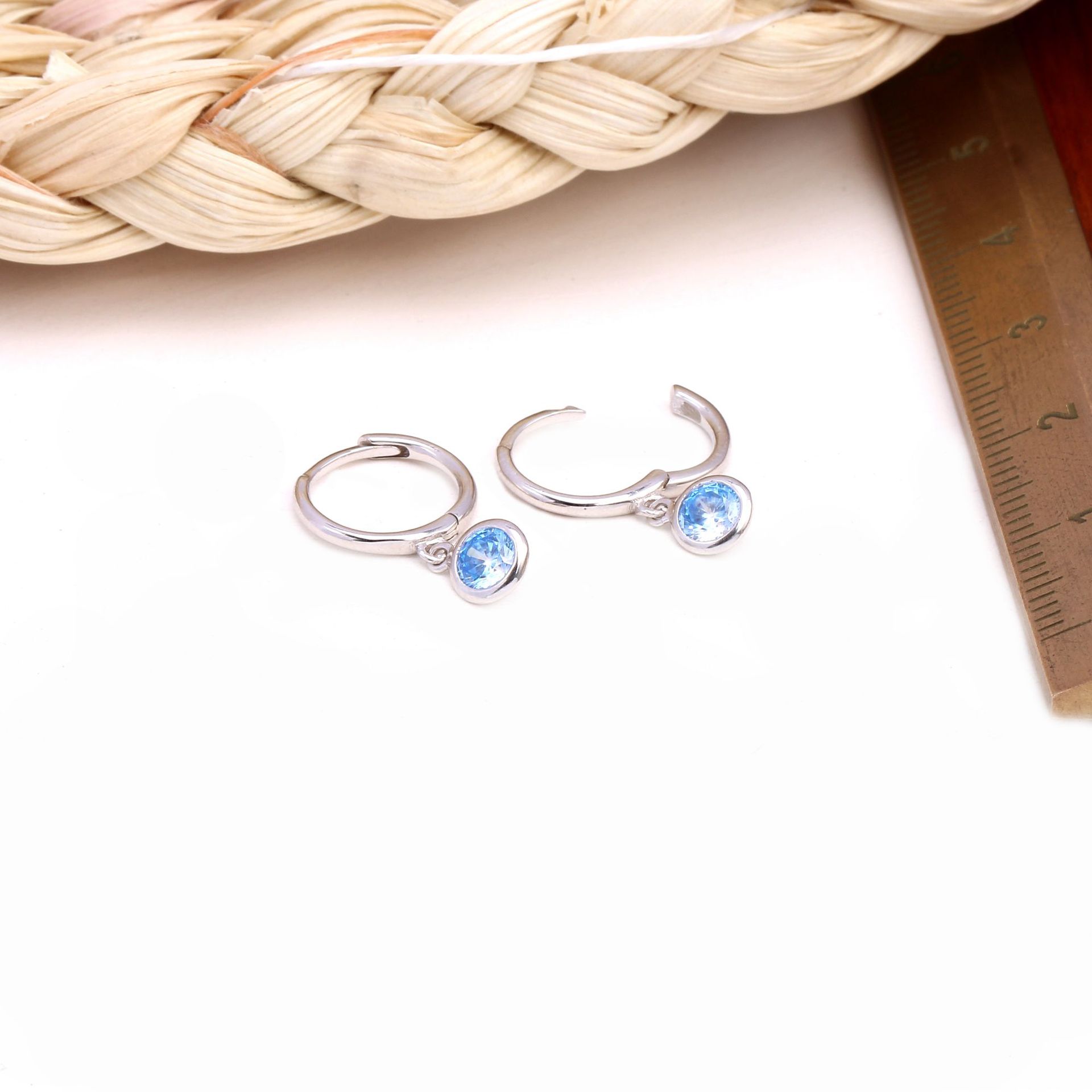 18K Real Gold Plated, Rhodium Plated Plating Material Birthstone Inlay Material Drop Earrings Classification 1 Pair 925 Sterling Silver Birthstone Round Drop Earrings