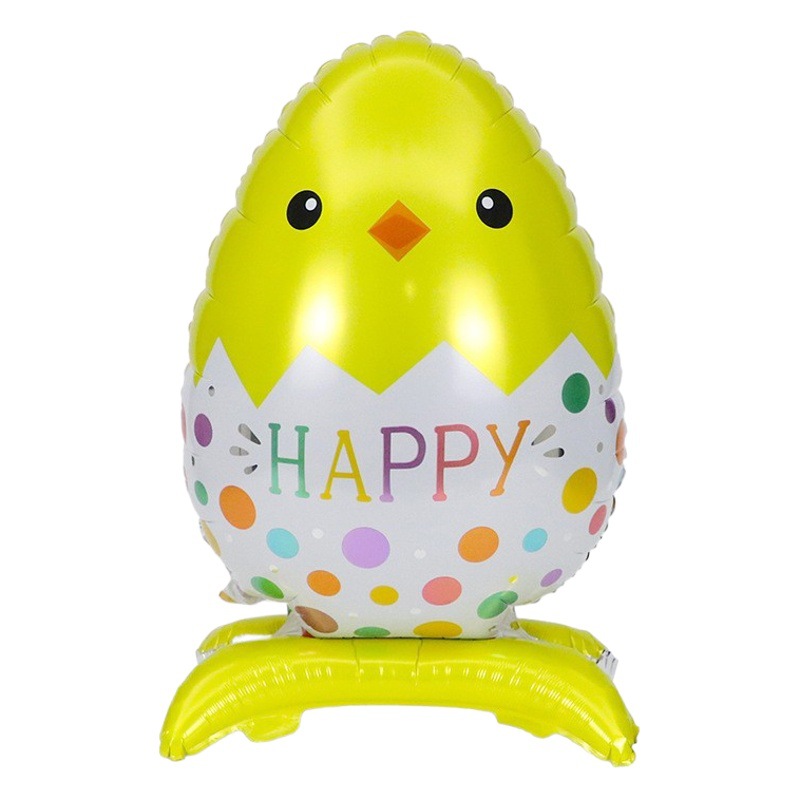 Pascua globo tridimensional base de pie globo de aluminio gran conejo huevo forma tema decoración
