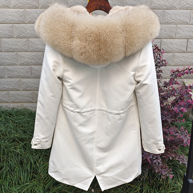 Sieviešu apģērbi Jauns ziemas Sieviešu Parka Vidēja Garuma Noņemams Laineris Lapsas kažokādas apkakles kažoks_voghion.com