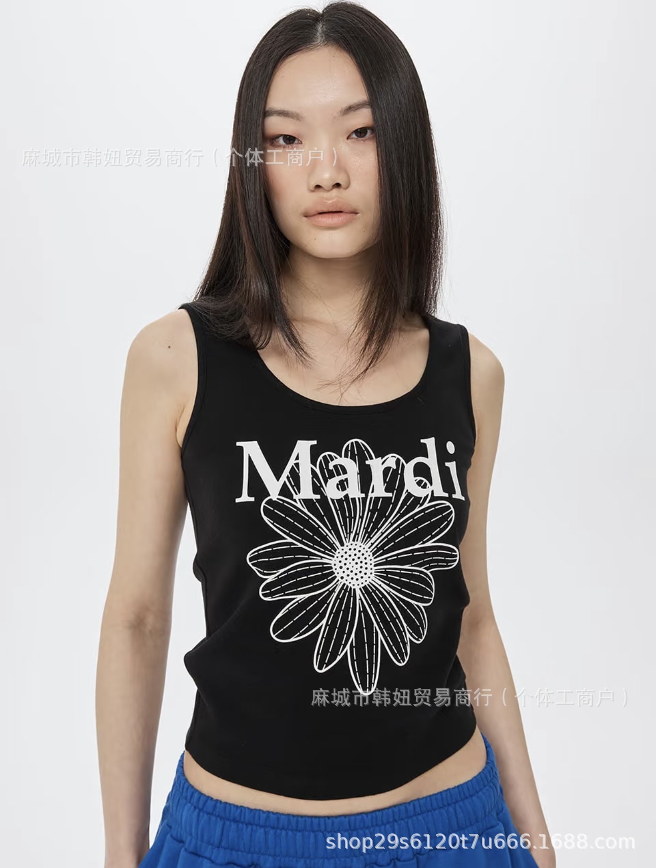 现货代发韩国2026新款Mardi无袖纯色背心短袖T恤小雏菊金高银同款